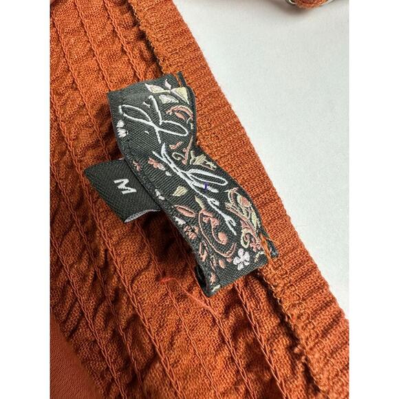 J Gee Size Medium Rust Burnt Orange Linen Like Maxi Dress Autumn Retro Cottage - Picture 6 of 10